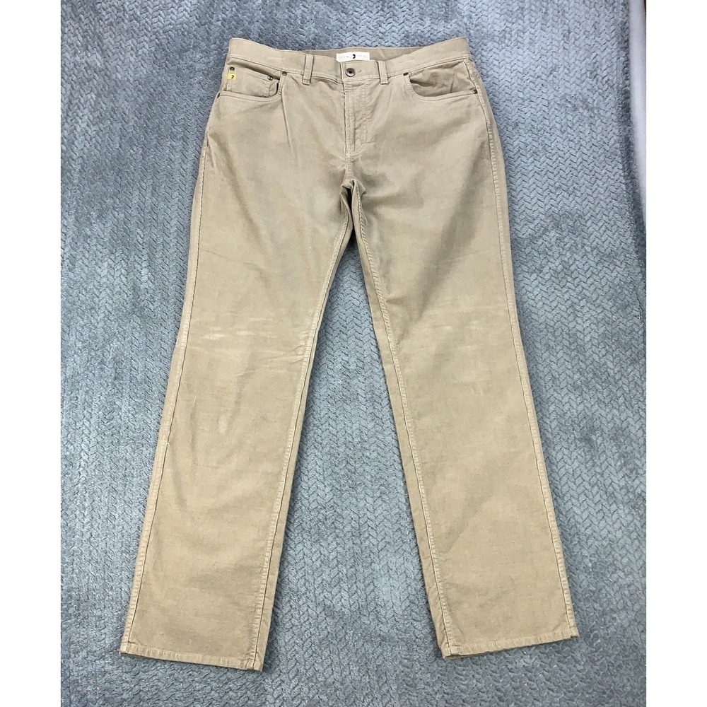 DUCK HEAD 1865 5 Pocket Corduroy Pants Stretch Men's 38x34 (Fits 37x33) Beige